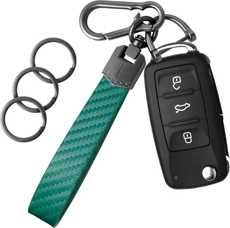 OHKYOOT Store Leather Car Keychain,Carabiner Clip Key Fob Keychain for Home Car Keys Women Men - Image 1